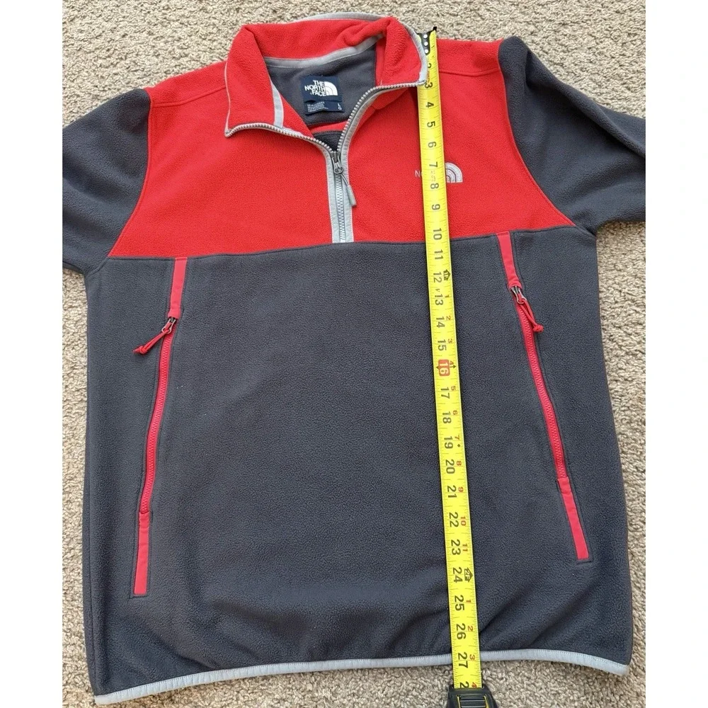 Men's The North Face 1/4 Zip‎ Pullover Fleece Sweatshirt Red Gray Size Large
